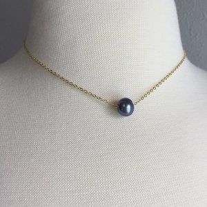 Single Genuine Pearl Necklace — Purple